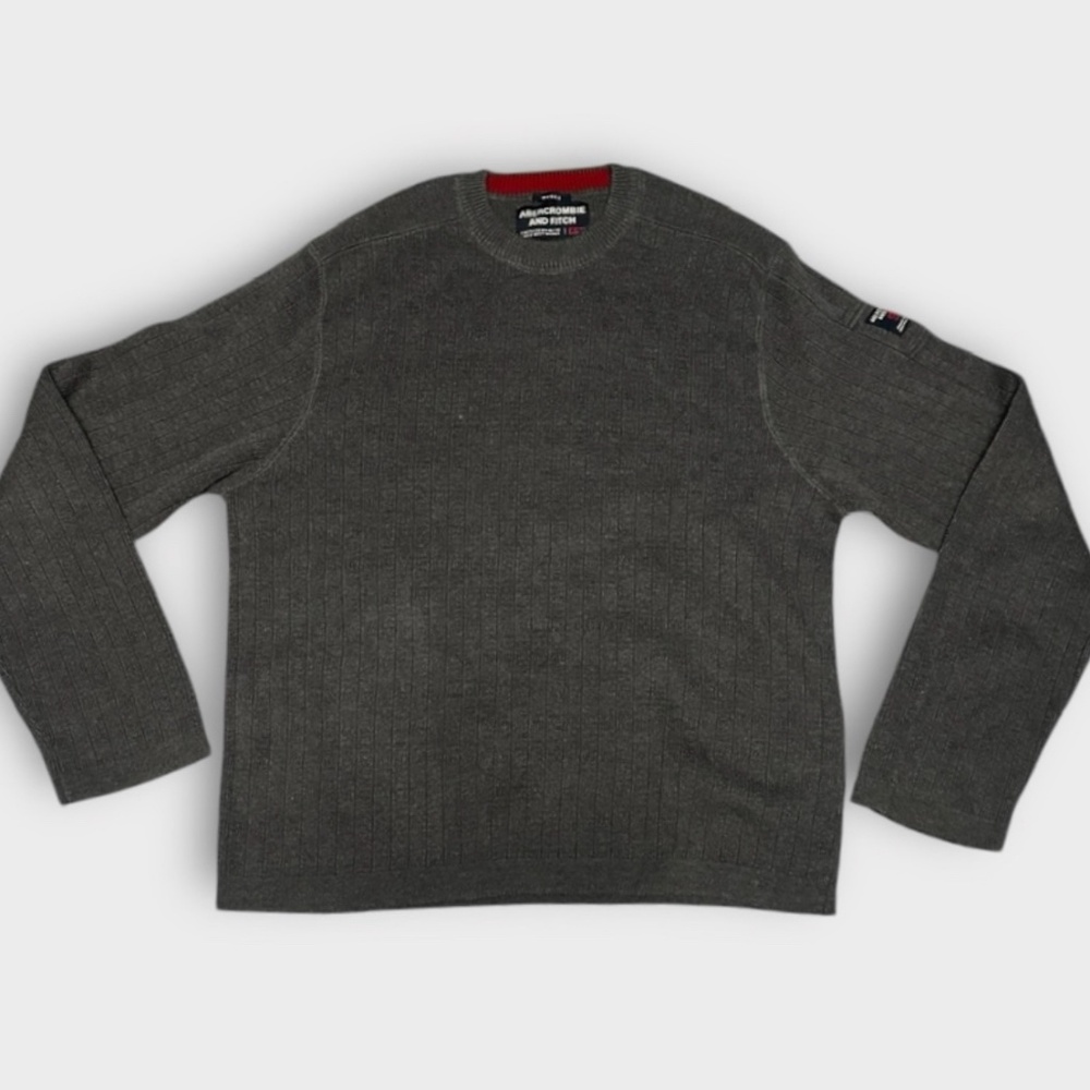 Vtg Abercrombie & Fitch Gray Muscle Sweater Ribbed Men's XXL EUC